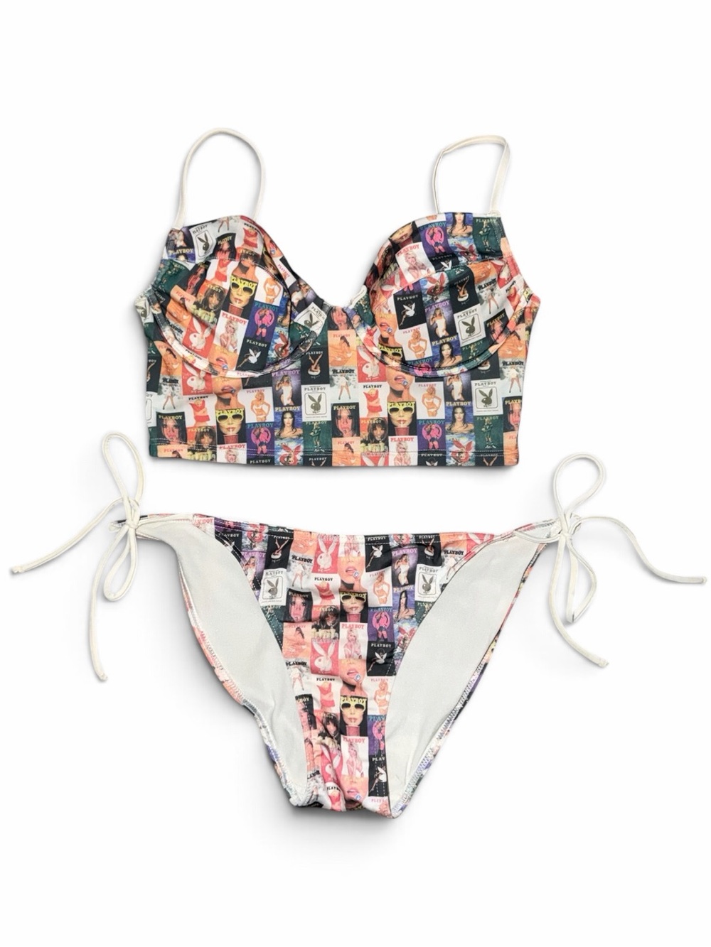 Y2k 2003 AUTH Playboy Magazine Cover All Over Print Bikini Swimsuit Set
